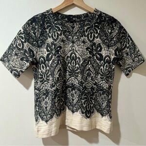 Black and White Heavyweight Short Sleeve Cotton XS J. Crew Top